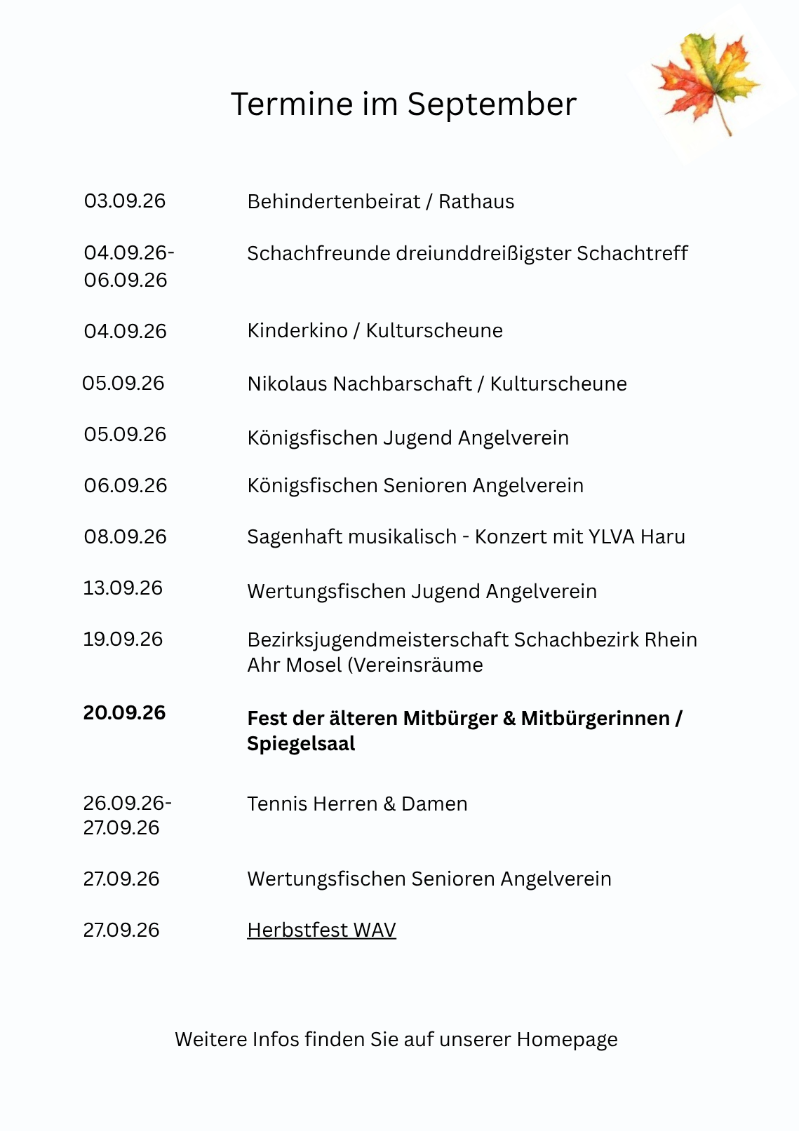 Wichtige Termine und Veranstaltungen(6)